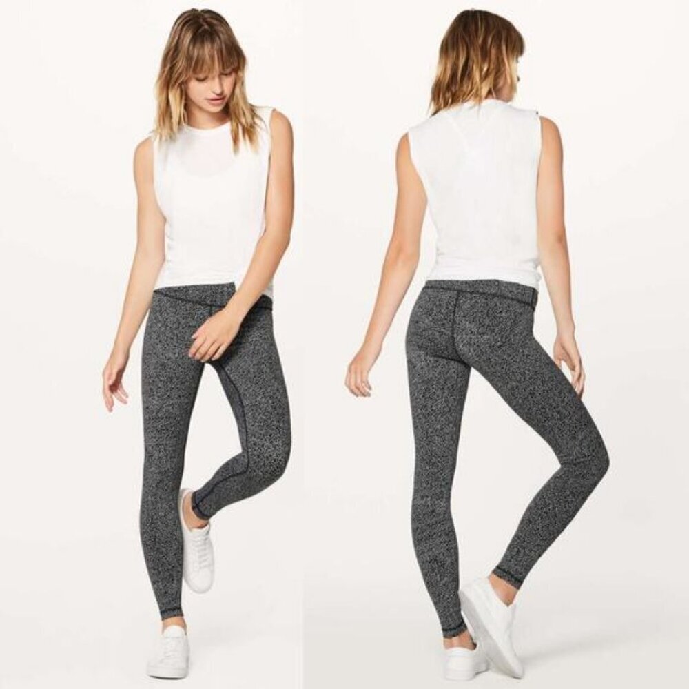 LULULEMON Wunder Under Hi-Rise Tight (28") Size 4 in Luon Crackle Jaquard Black